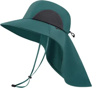 UPF 50  Foldable Sun Hats Wide Brim with Large Neck Flap for Men Women UV Protection Gardening Fishing Beach Hat