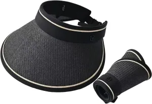 UPF 50  Sun Visors for Women Wide Brim Beach Hat Foldable Straw Visor Hat Summer Packable