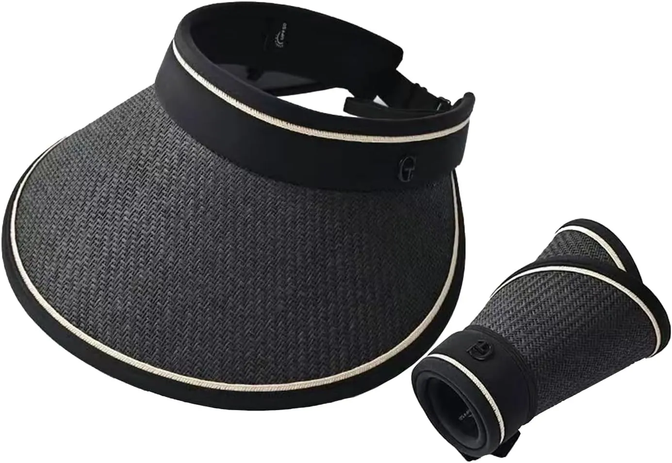 UPF 50  Sun Visors for Women Wide Brim Beach Hat Foldable Straw Visor Hat Summer Packable