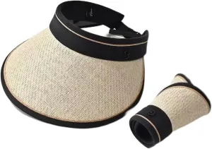 UPF 50  Sun Visors for Women Wide Brim Beach Hat Foldable Straw Visor Hat Summer Packable