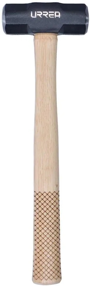 URREA Sledge Hammer - 4-Pound Steel Head Drilling Hammer with Forged Striking Head & Hickory Wood Handle - 1435EG