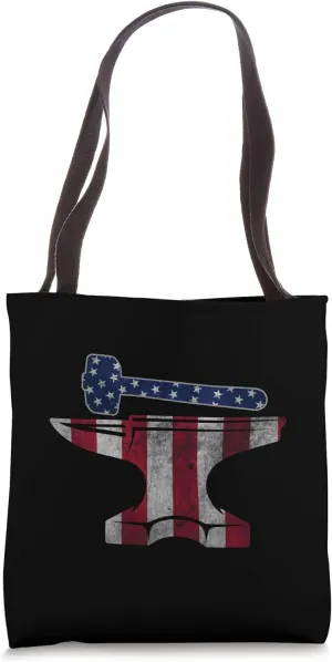 US American Flag Independence Forging Anvil Blacksmith Dad Tote Bag