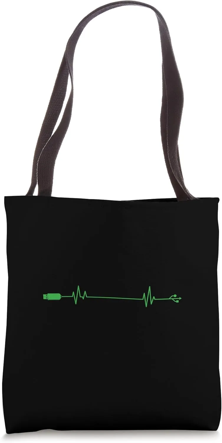 USB Stick Heartbeat Line Memory Module Tote Bag