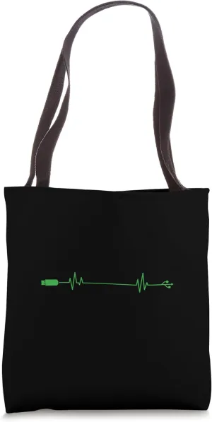 USB Stick Heartbeat Line Memory Module Tote Bag