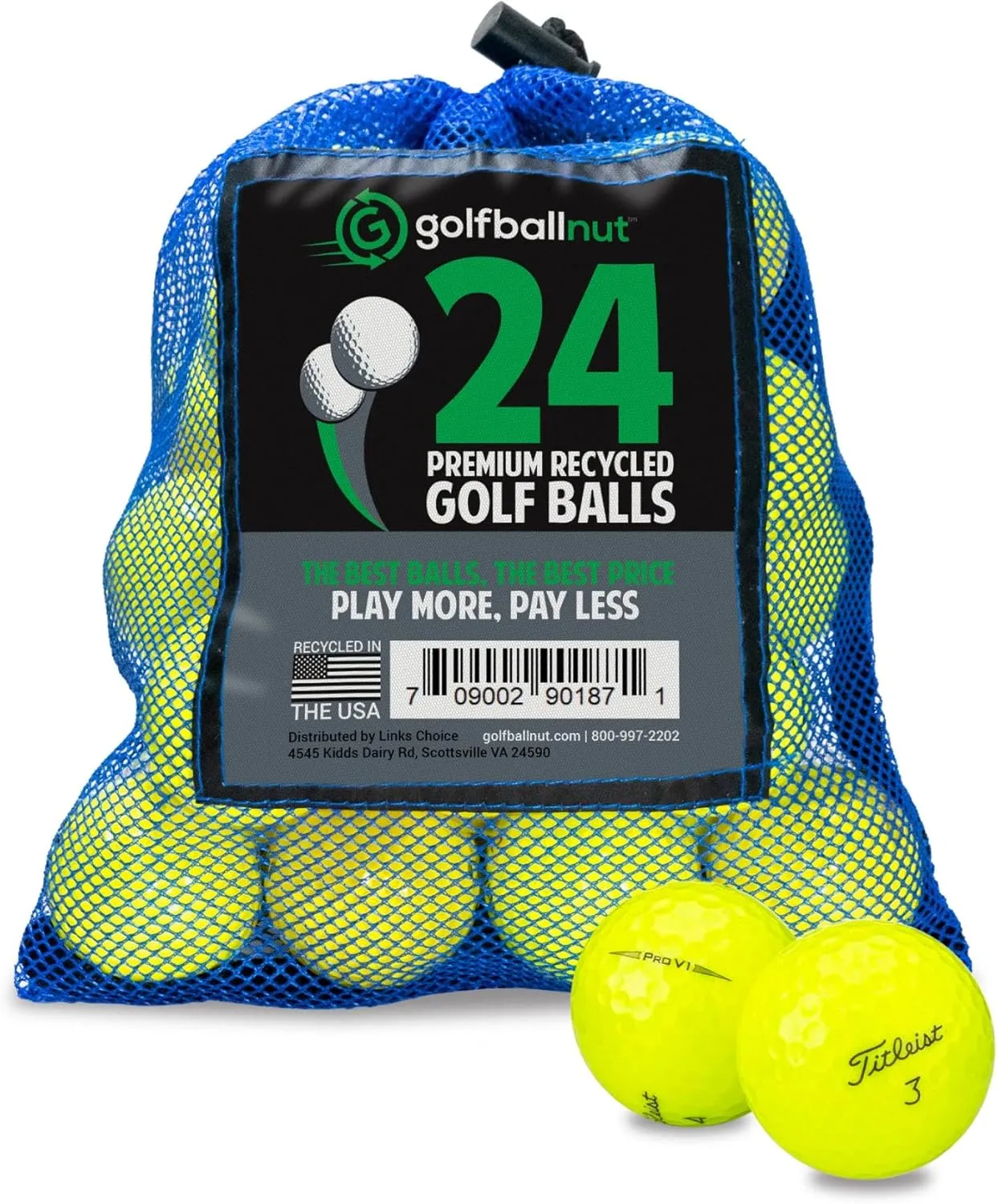 Used Recycled for Titleist Tour Model 4A Quality Near Mint Golf Balls (Yellow Pro V1 24 Ball Mesh Bag)