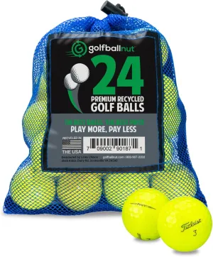 Used Recycled for Titleist Tour Model 4A Quality Near Mint Golf Balls (Yellow Pro V1 24 Ball Mesh Bag)