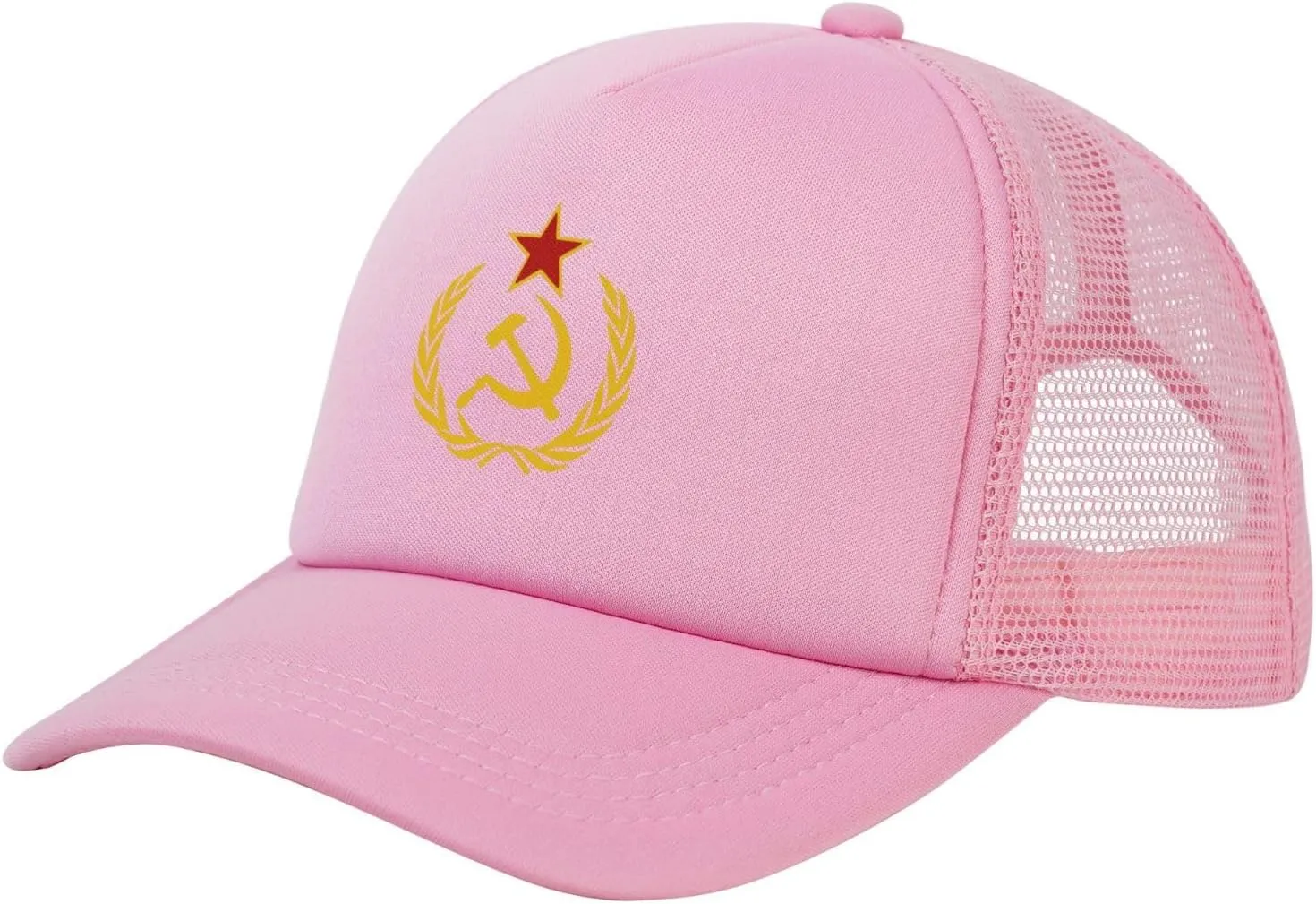 USSR Hammer & Sickle Trucker Cap Adjustable Solid Color Mesh Baseball Cap for Men Women Black