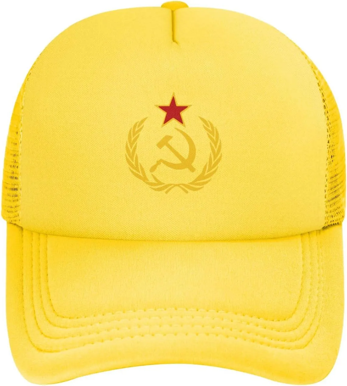USSR Hammer & Sickle Trucker Cap Adjustable Solid Color Mesh Baseball Cap for Men Women Black