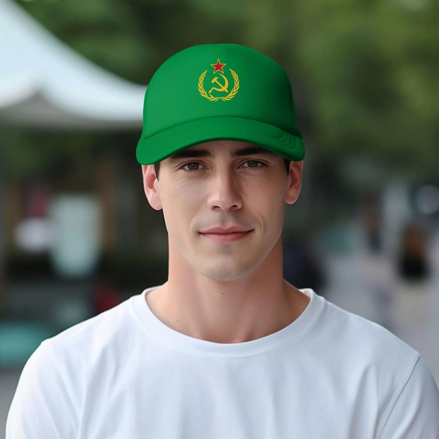 USSR Hammer & Sickle Trucker Cap Adjustable Solid Color Mesh Baseball Cap for Men Women Black