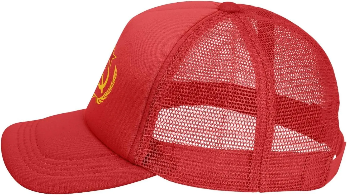 USSR Hammer & Sickle Trucker Cap Adjustable Solid Color Mesh Baseball Cap for Men Women Black