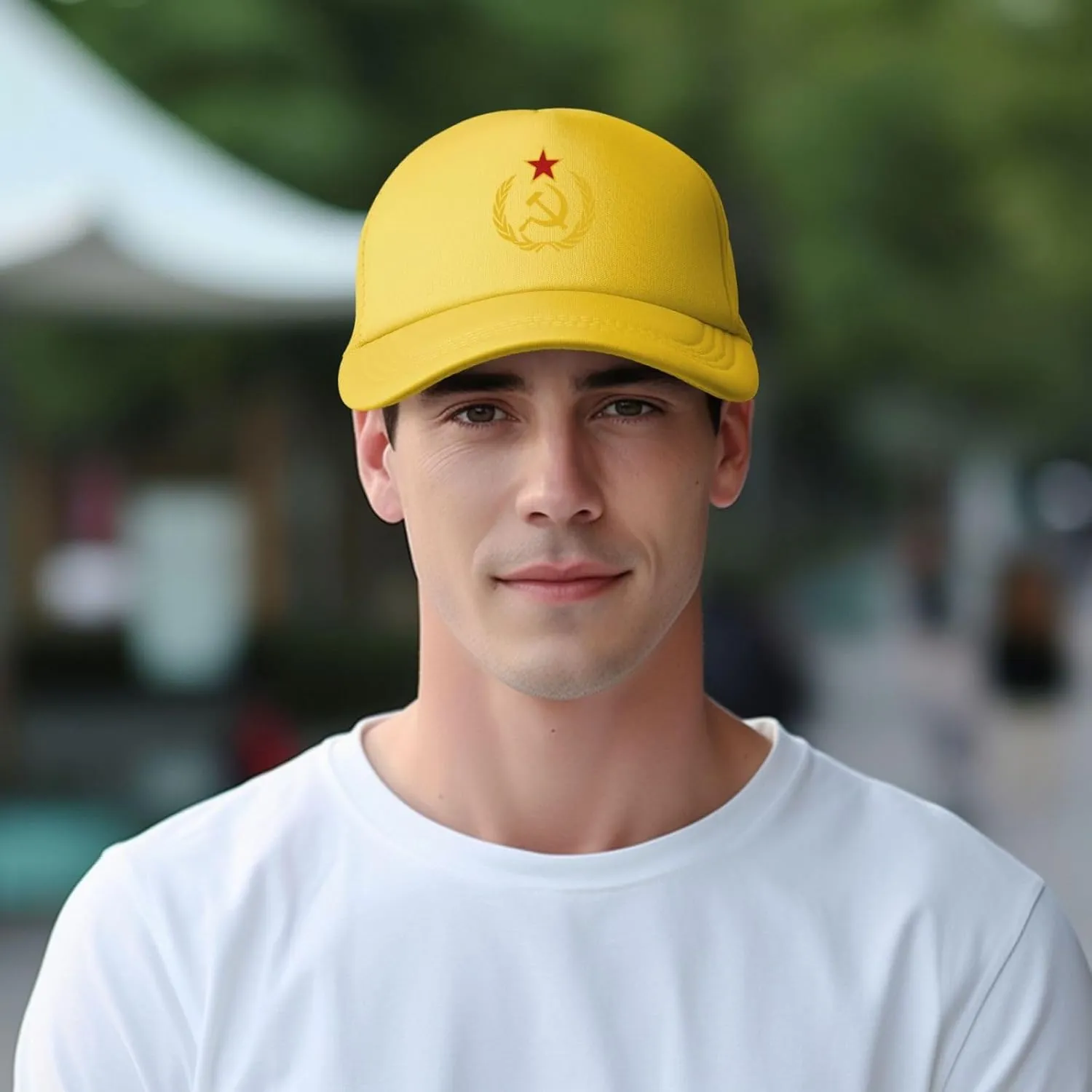 USSR Hammer & Sickle Trucker Cap Adjustable Solid Color Mesh Baseball Cap for Men Women Black
