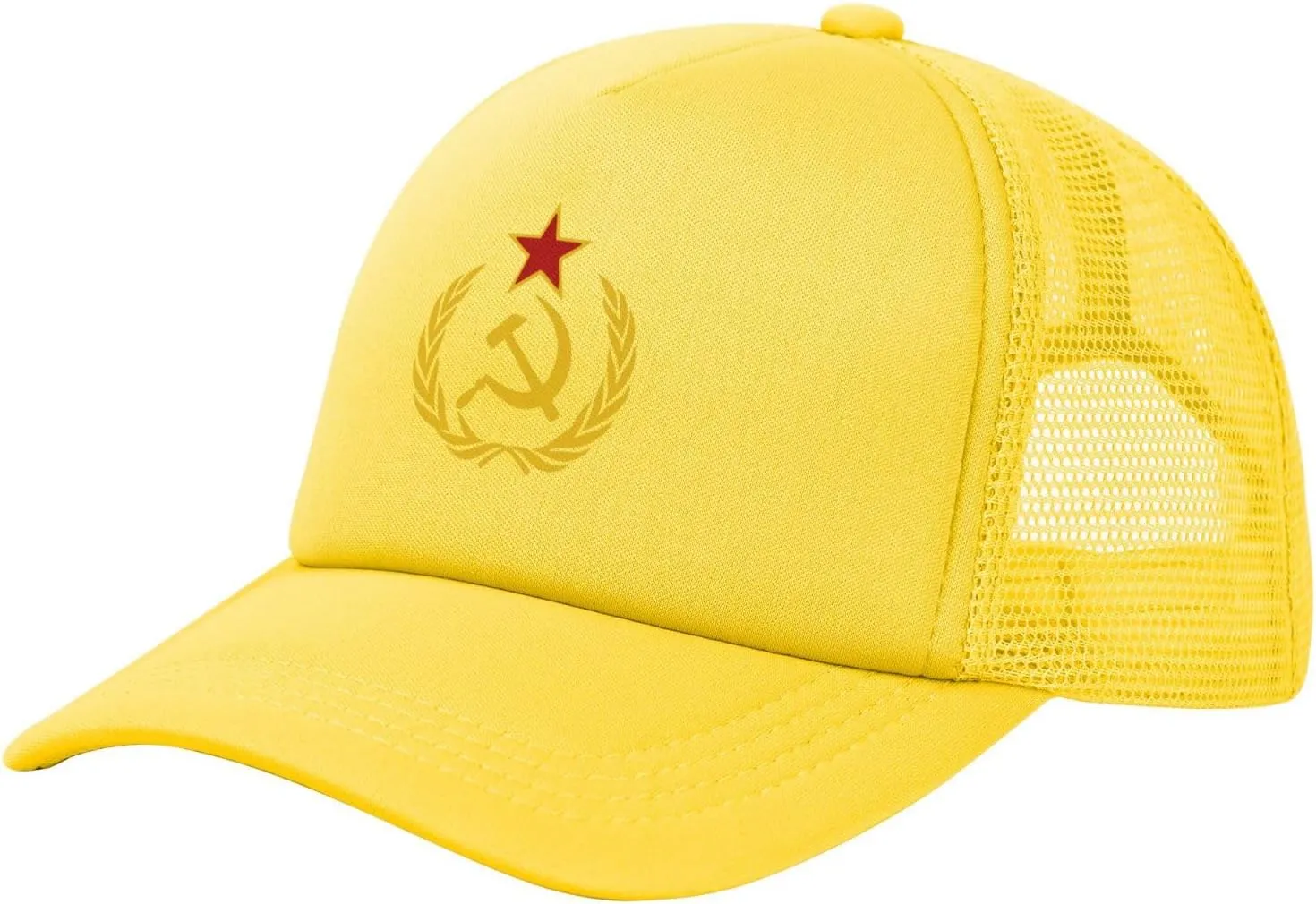 USSR Hammer & Sickle Trucker Cap Adjustable Solid Color Mesh Baseball Cap for Men Women Black