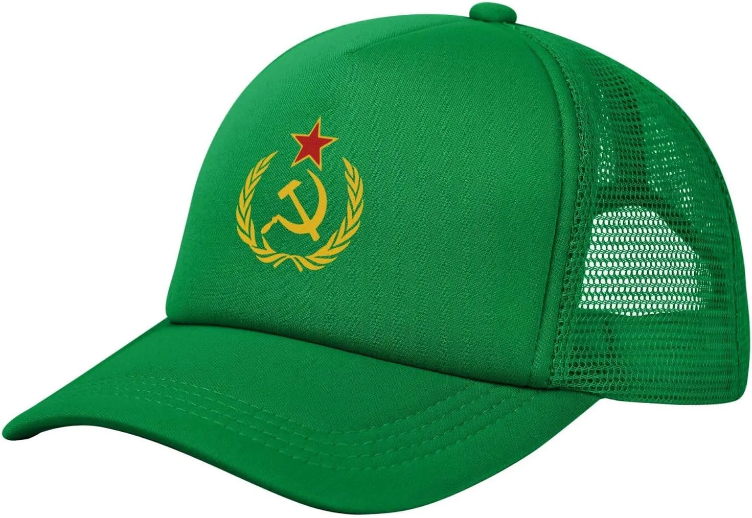 USSR Hammer & Sickle Trucker Cap Adjustable Solid Color Mesh Baseball Cap for Men Women Black