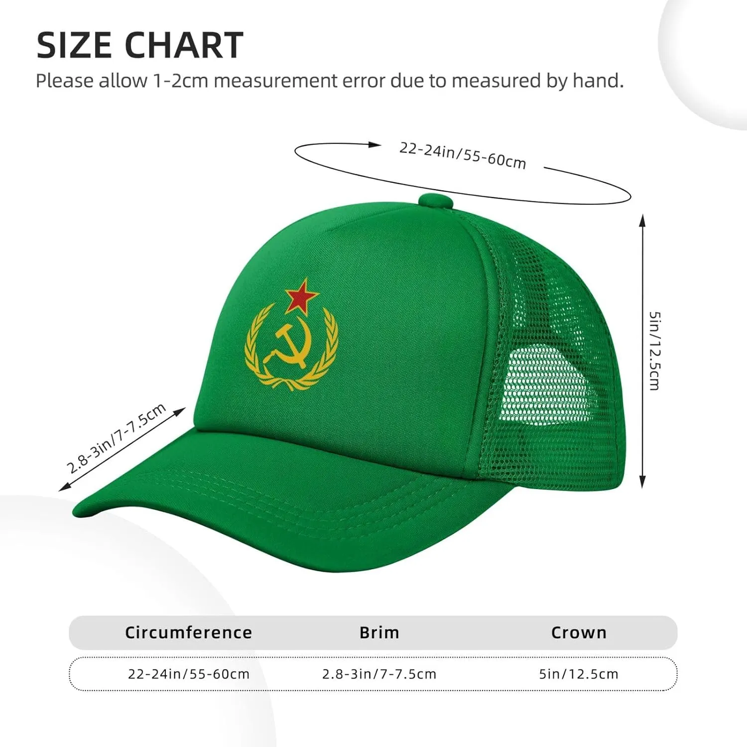 USSR Hammer & Sickle Trucker Cap Adjustable Solid Color Mesh Baseball Cap for Men Women Black