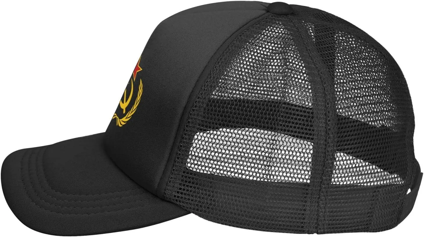 USSR Hammer & Sickle Trucker Cap Adjustable Solid Color Mesh Baseball Cap for Men Women Black