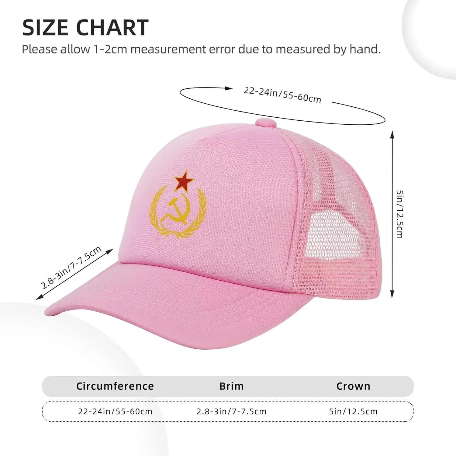 USSR Hammer & Sickle Trucker Cap Adjustable Solid Color Mesh Baseball Cap for Men Women Black