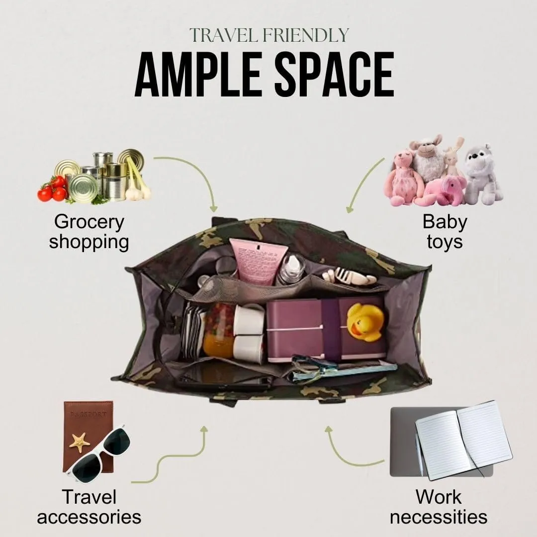 Utility Tote Bag with Zipper Top - Large Multipurpose Tote Organizer Bag