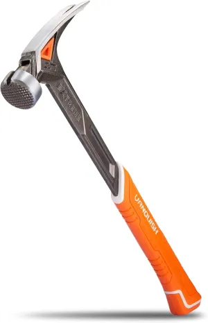 Vanquish 17 Oz Framing Hammer One Piece Forged Anti-Vibration Rip Claw Hammer with Magnetic Nail Holder and Rubber Grip Handle 0527