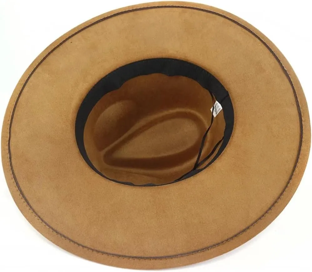 Vegan Suede Hat Wide Brim Fedora Autumn Winter Jazz Classic Church Hat