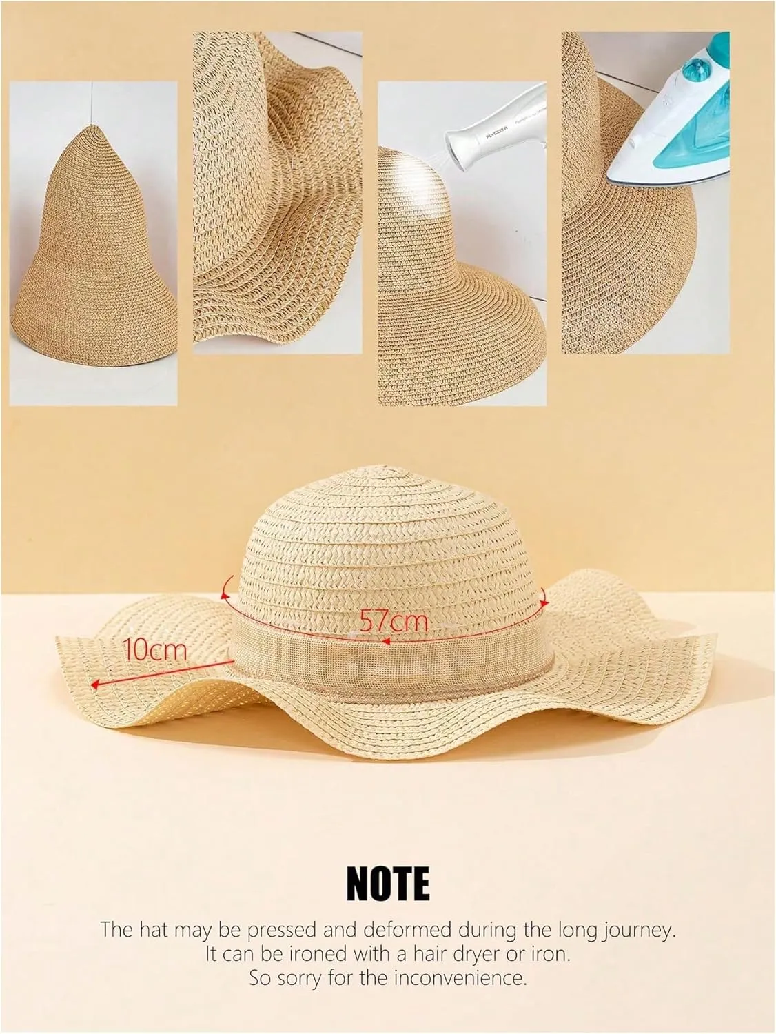 Verdusa Women's Striped Bow Straw Sun Hat Wide Brim Boho Beach Hats