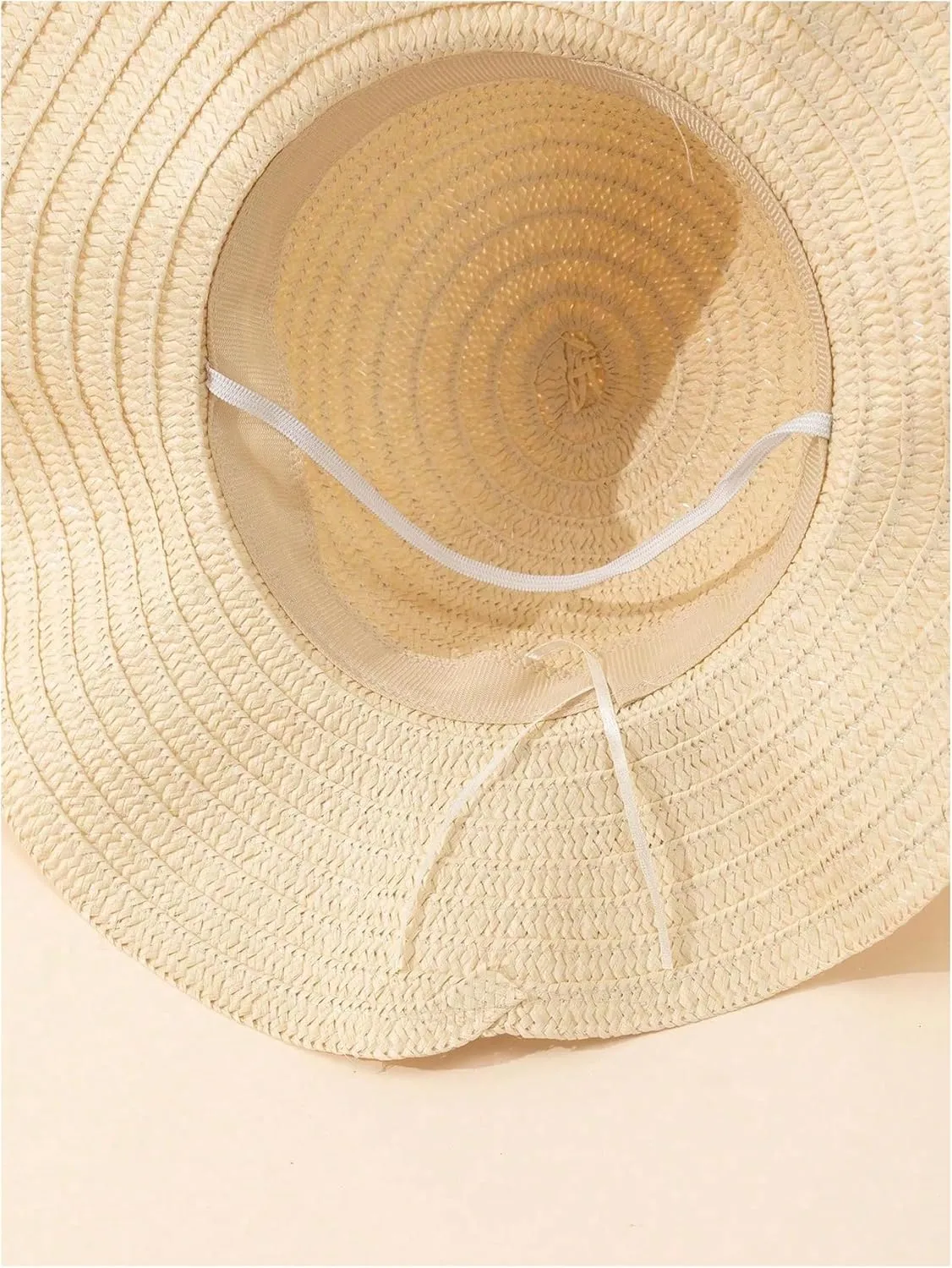 Verdusa Women's Striped Bow Straw Sun Hat Wide Brim Boho Beach Hats