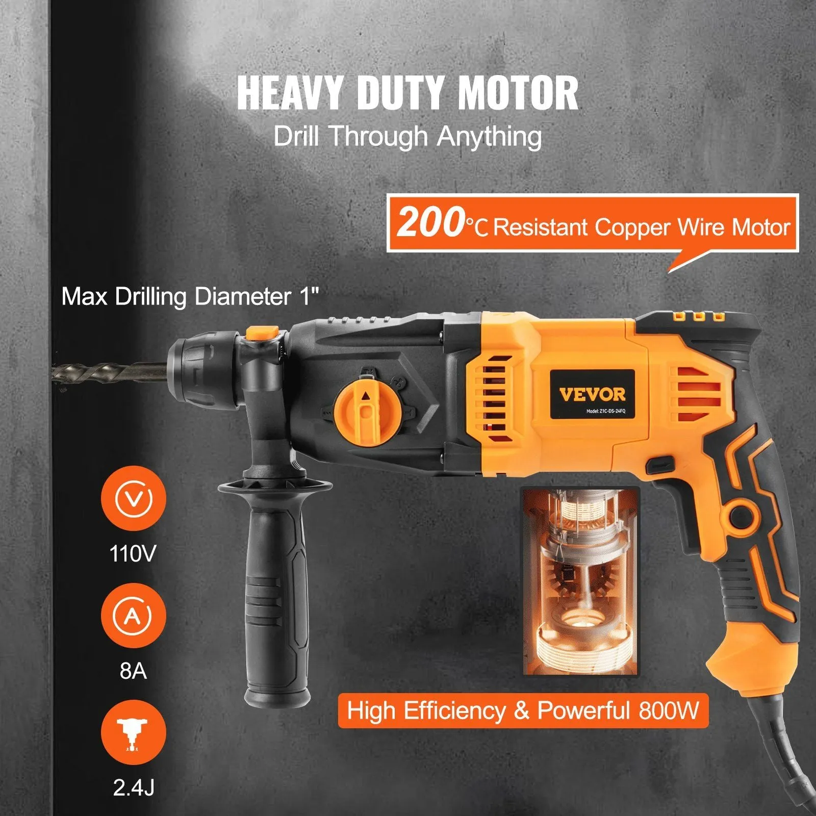 VEVOR 800W Multi-Function Rotary Hammer