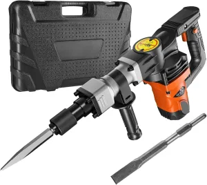 VEVOR Demolition Jack Hammer, MAX 1400W Electric Jackhammer Heavy Duty, 2900 BPM Concrete Breaker 2pcs Chisels Bits Chipping W/Case, Gloves