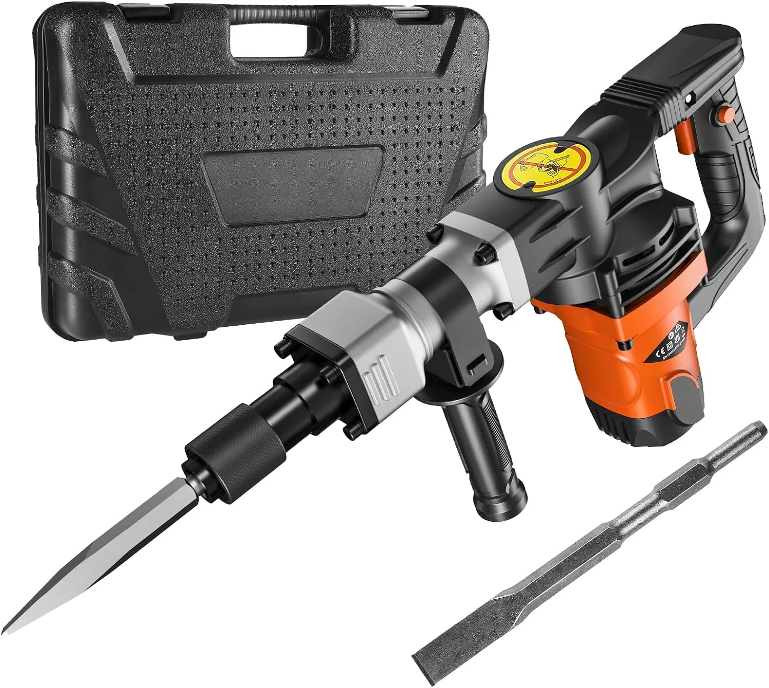 VEVOR Demolition Jack Hammer, MAX 1400W Electric Jackhammer Heavy Duty, 2900 BPM Concrete Breaker 2pcs Chisels Bits Chipping W/Case, Gloves