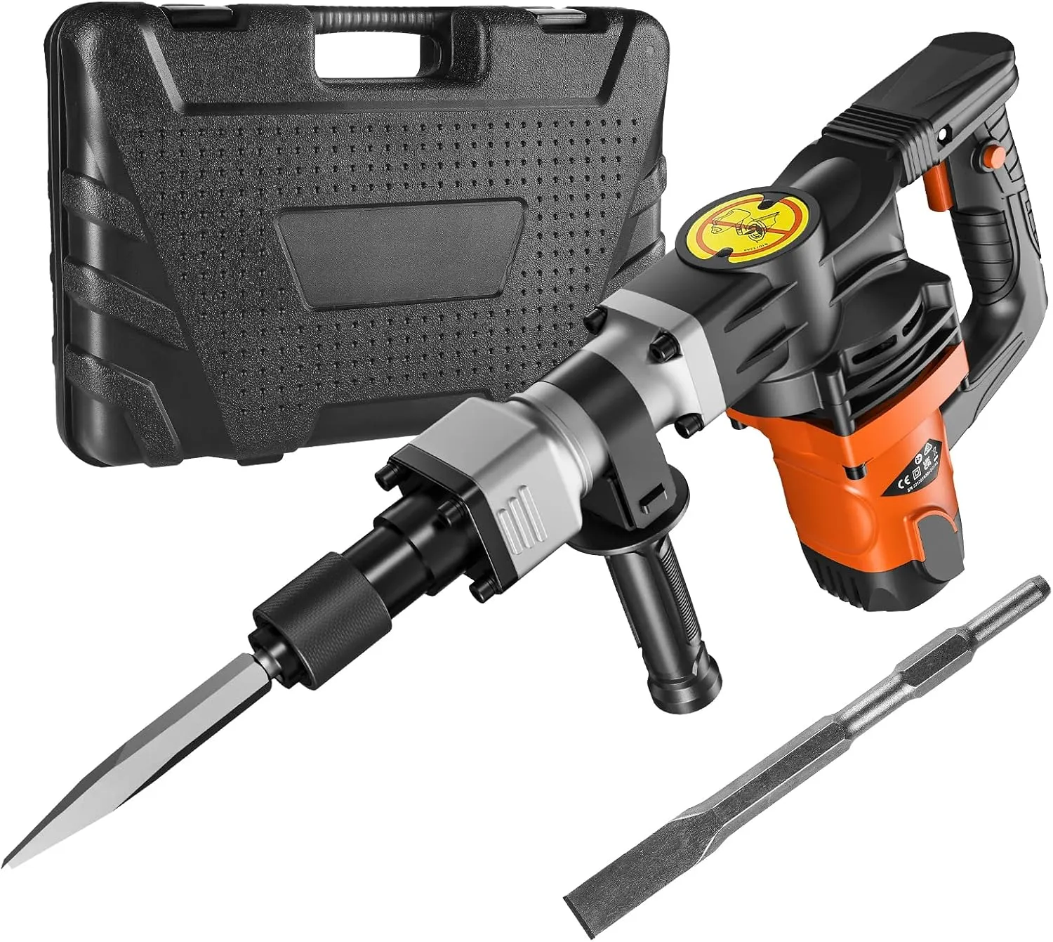 VEVOR Demolition Jack Hammer, MAX 1400W Electric Jackhammer Heavy Duty, 2900 BPM Concrete Breaker 2pcs Chisels Bits Chipping W/Case, Gloves