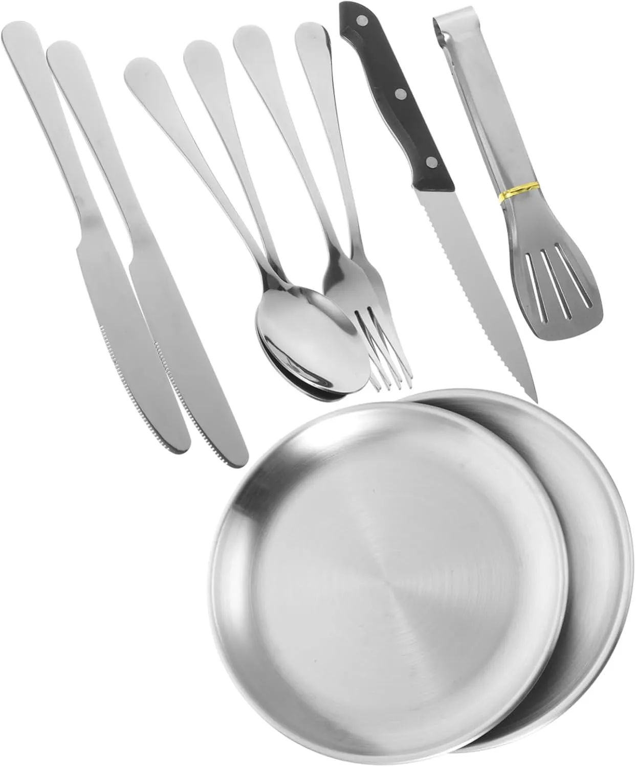VICASKY Travel Utensils Set 10pc Stainless Steel Compact Camping Supplies Bbq Picnic Cutlery Organizer Bag Easy Access