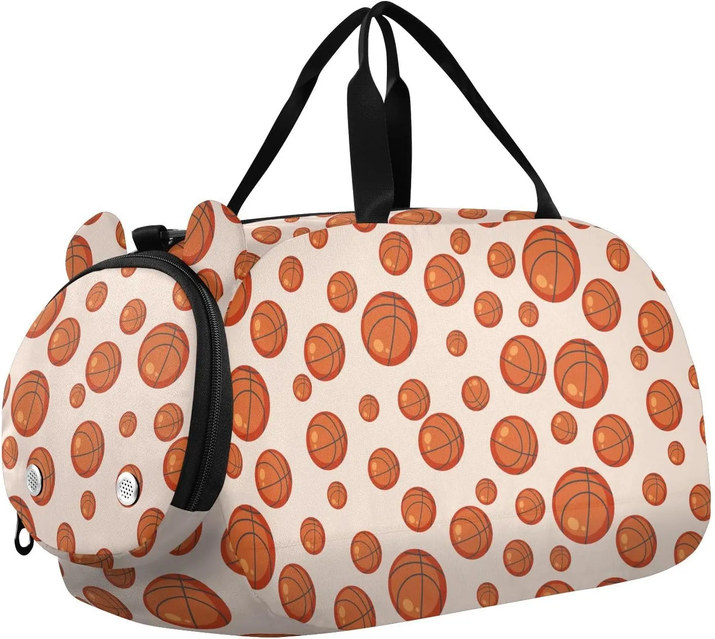 VIGTRO Basketball Background Kids Overnight Travel Duffel Bag Sport Gym Bag for Boys Girls with Shoe Compartment, Carry On Weekender Luggage Bag for Dance Swim Yoga