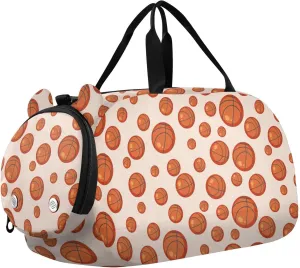 VIGTRO Basketball Background Kids Overnight Travel Duffel Bag Sport Gym Bag for Boys Girls with Shoe Compartment, Carry On Weekender Luggage Bag for Dance Swim Yoga