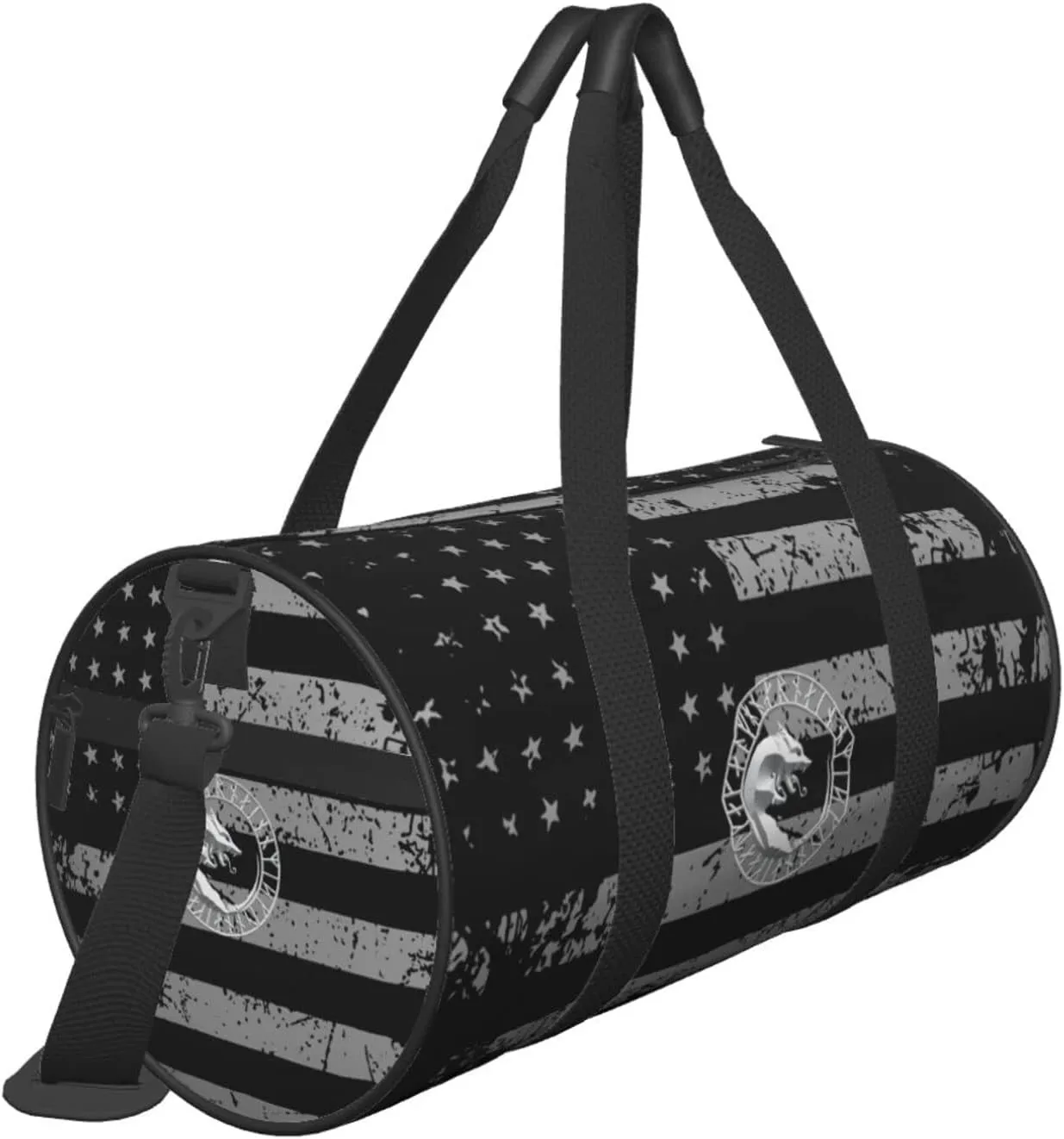 Viking Norse Wolf Travel Luggage Duffel Bag Sports Rolling Foldable Duffel Bag, Black