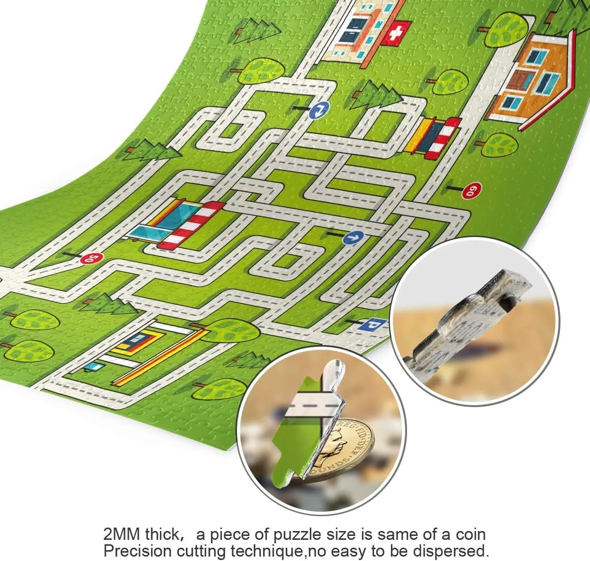 VIKKO Maze Game Road Signs Car Green Puzzle 1000 Piece for Adult Kids, 29.5x19.7 inch, DIY Intelligence Toys at Home
