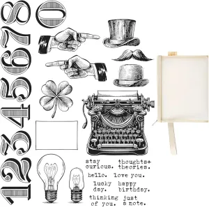Vintage-Inspired Script Stamps Set - 20  PVC Stampers with A5 Mesh Bag - Tim Holtz Style for Scrapbooking, Journaling, Card Crafting - DIY Kit for Paper Arts