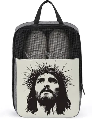 Vintage Jesus Wearing Thorn of Crowns Shoe Bag for Travel Daily Use Anti-dust Storage Carrier Golf Shoe Pouch
