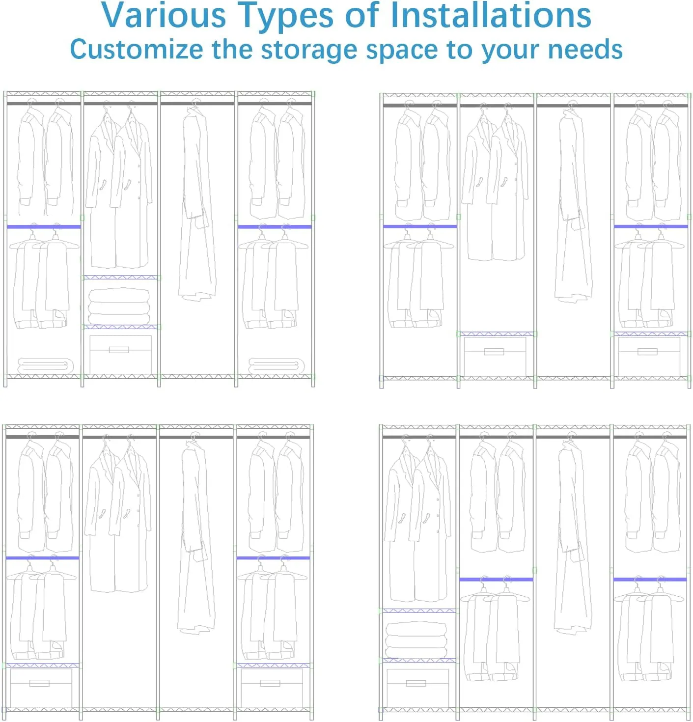 VIPEK V40 Wire Garment Rack Heavy Duty Clothes Racks for Hanging Clothes, Multi-Functional Metal Clothing Racks Bedroom Freestanding Wardrobe Closet Rack, 76" Lx15.7 Wx76.4 H, Max Load 1110lbs, Gold