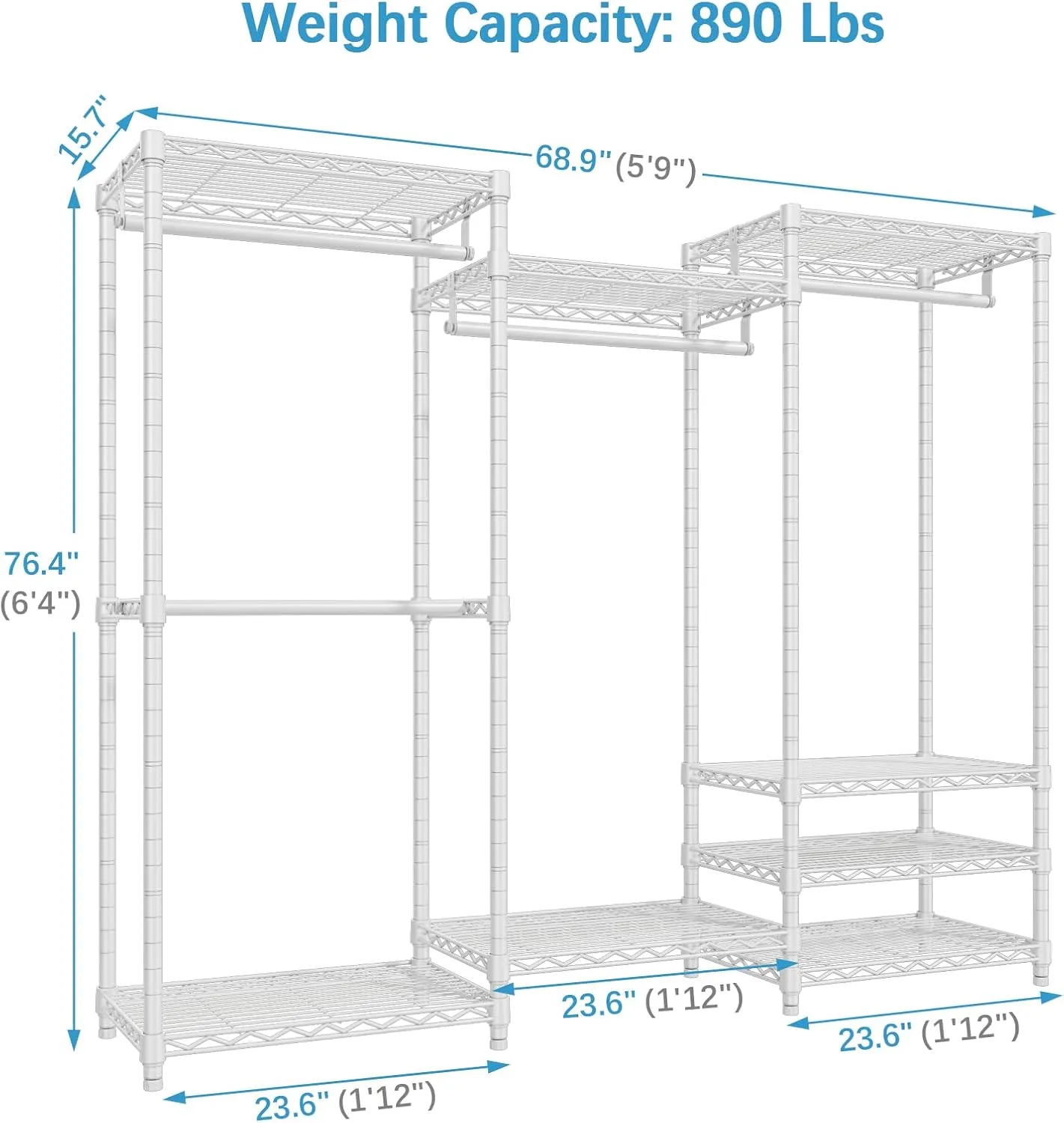VIPEK V5 Portable Closet Wardrobe Heavy Duty Clothes Rack Freestanding Metal Clothing Rack, White