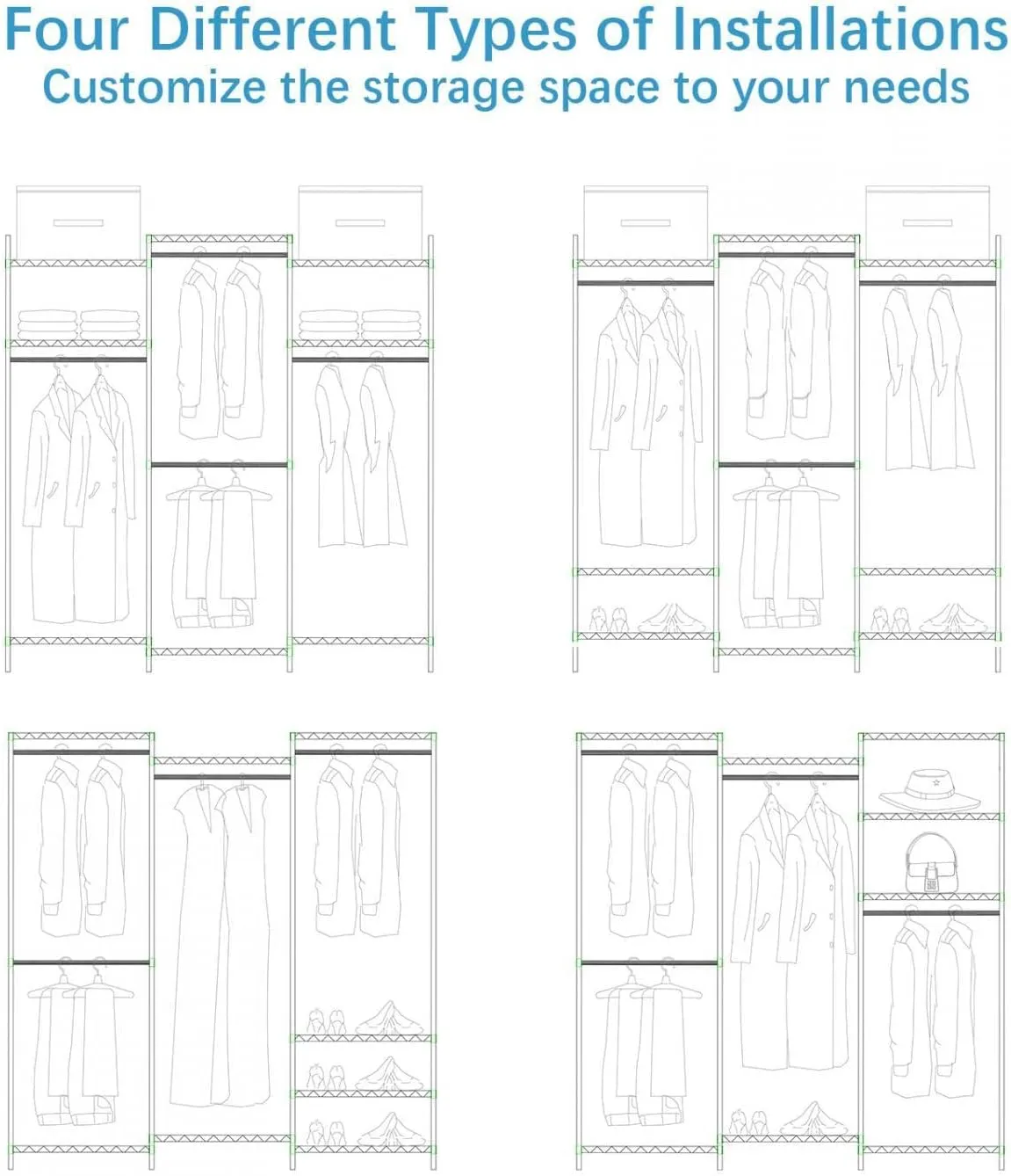 VIPEK V5 Portable Closet Wardrobe Heavy Duty Clothes Rack Freestanding Metal Clothing Rack, White