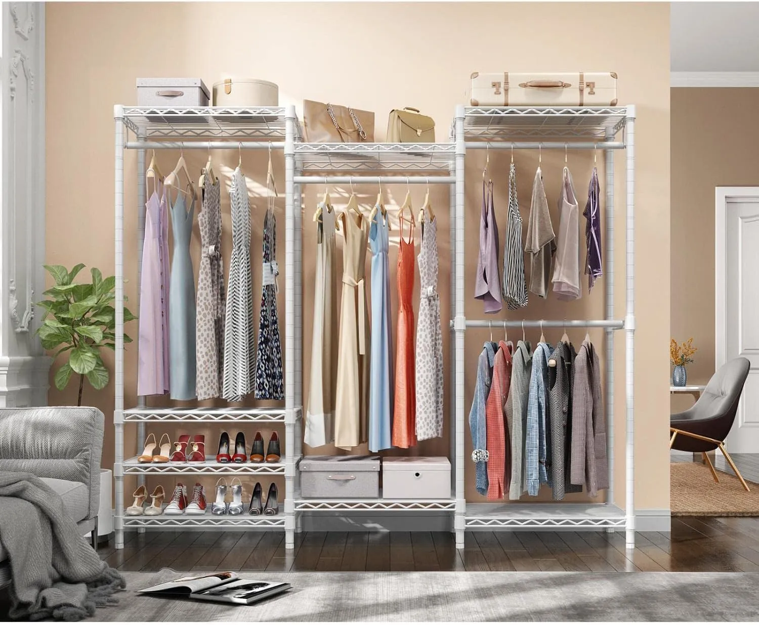 VIPEK V5 Portable Closet Wardrobe Heavy Duty Clothes Rack Freestanding Metal Clothing Rack, White