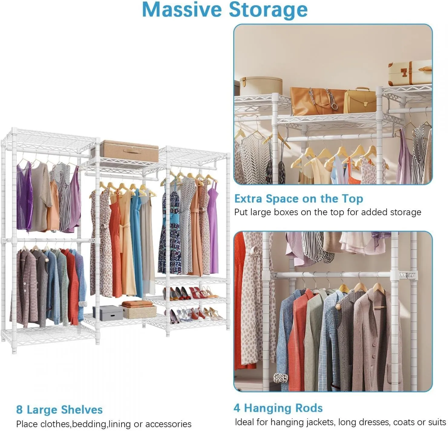 VIPEK V5 Portable Closet Wardrobe Heavy Duty Clothes Rack Freestanding Metal Clothing Rack, White