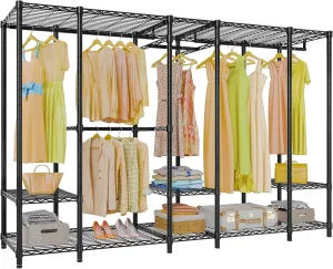 VIPEK V50 Extra Large Portable Closet Rack Bedroom Armoire Freestanding Wardrobe Closet, Heavy Duty Clothes Rack Multi-Functional Metal Clothing Rack for Hanging Clothes, Max Load 1300lbs, Black