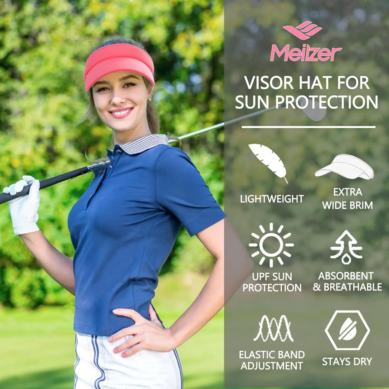 Visor Hats for Women/Men Sun Protection UPF 50  Wide Brim Sport Hats Adjustable Empty Top Cap for Golf, Running