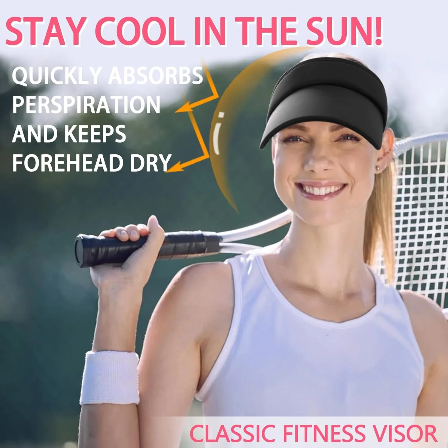 Visor Hats for Women/Men Sun Protection UPF 50  Wide Brim Sport Hats Adjustable Empty Top Cap for Golf, Running