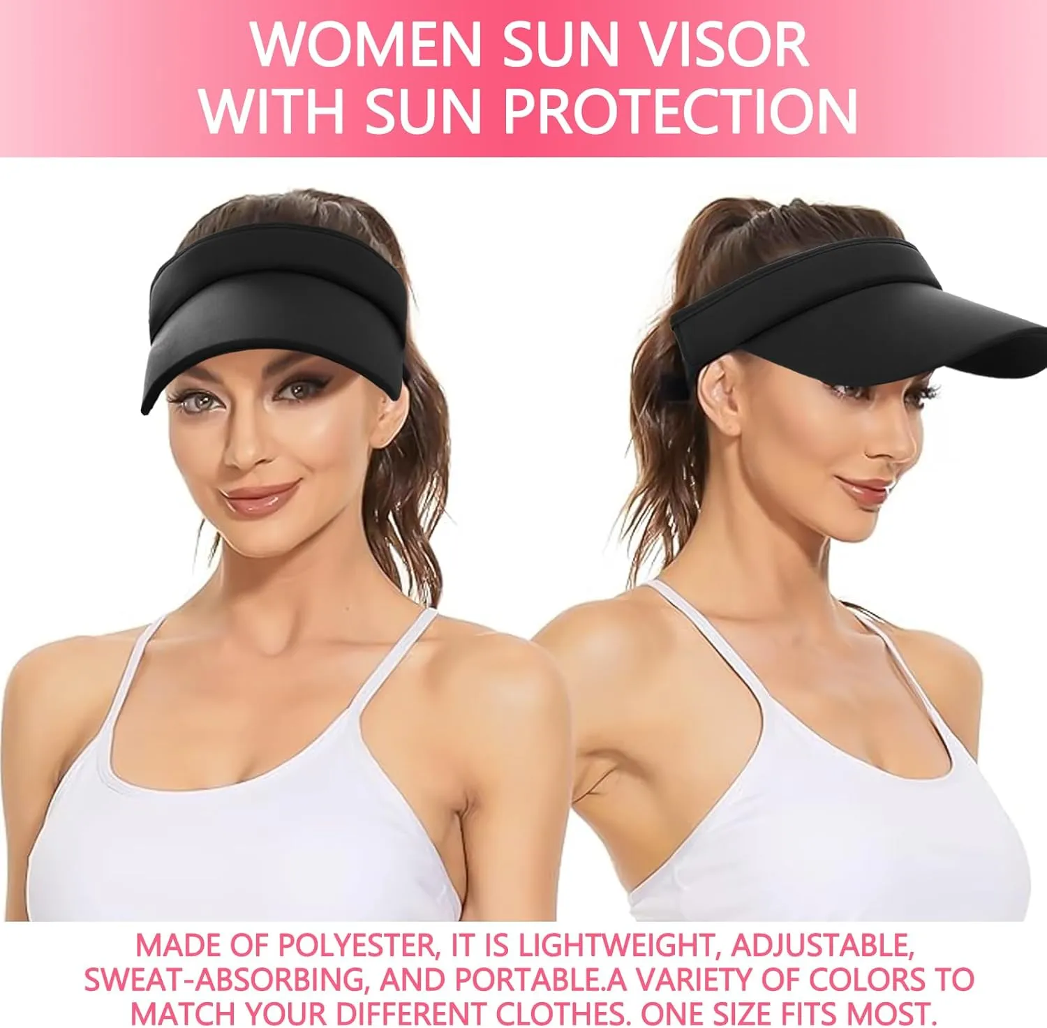 Visor Hats for Women/Men Sun Protection UPF 50  Wide Brim Sport Hats Adjustable Empty Top Cap for Golf, Running