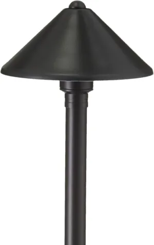 VOLT Conehead 12V Black Brass Path Light (7" Shade, 25" Tall) for Low Voltage Landscape Lighting on Outdoor Pathway, Walkway, Garden, Driveway or Patio