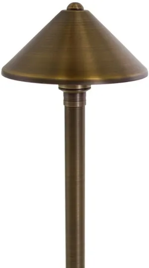 VOLT Conehead 12V Brass Path Light (7" Shade, 25" Tall) for Low Voltage Landscape Lighting on Outdoor Pathway, Walkway, Garden, Driveway or Patio