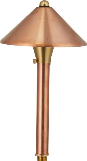 VOLT Conehead 12V Copper Mini Path Light (7" Shade, 15" Tall) for Low Voltage Landscape Lighting on Outdoor Pathway, Walkway, Garden, Driveway or Patio