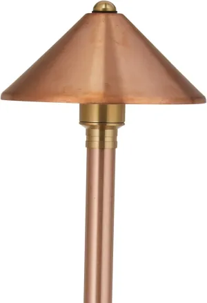 VOLT Conehead 12V Copper Path Light (7" Shade, 25" Tall) for Low Voltage Landscape Lighting on Outdoor Pathway, Walkway, Garden, Driveway or Patio