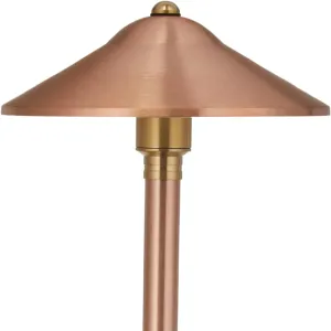 VOLT Max Spread 12V Solid Copper Path Light (25" Tall, 9" Shade) with 3W 2700K Warm White G4 LED Bulb for Low Voltage Landscape Lighting on Outdoor Pathway, Walkway, Garden, Driveway or Patio